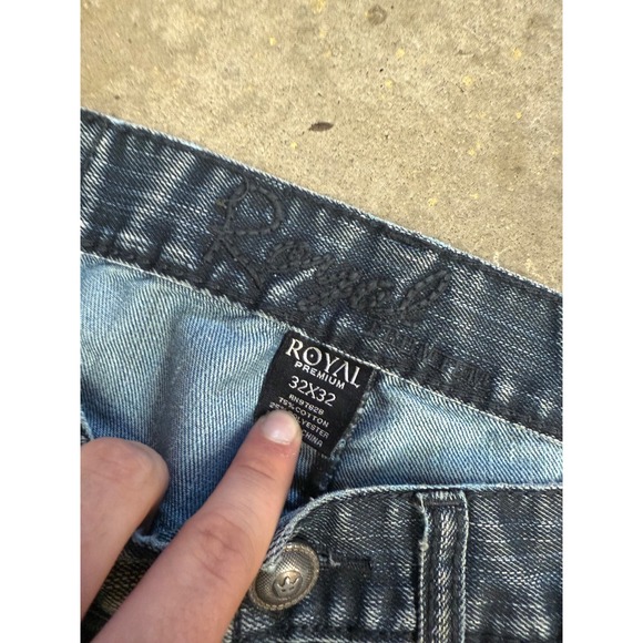 ROYAL PREMIUM Men Jeans Bootcut Dark Wash Distressed Size 32x32 - Picture 6 of 6